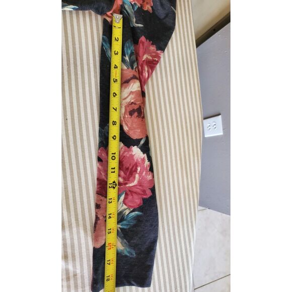 By & By NWT Floral French Terry Swing Dress Junior XL Lace Up Back Long Sleeves - Picture 3 of 8